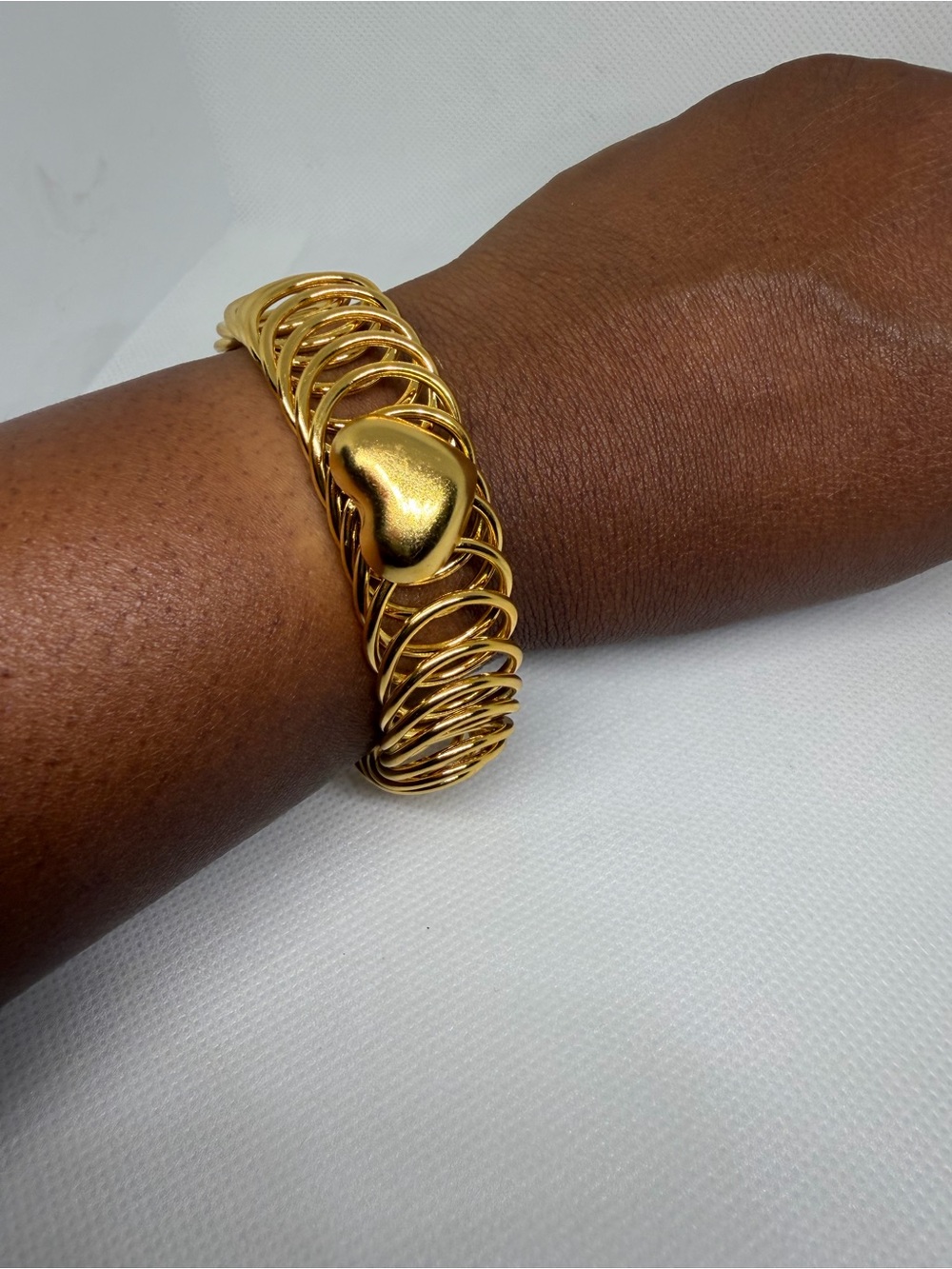 Gold Heart Coil Bracelet - Women Jewelry Stainless Steel